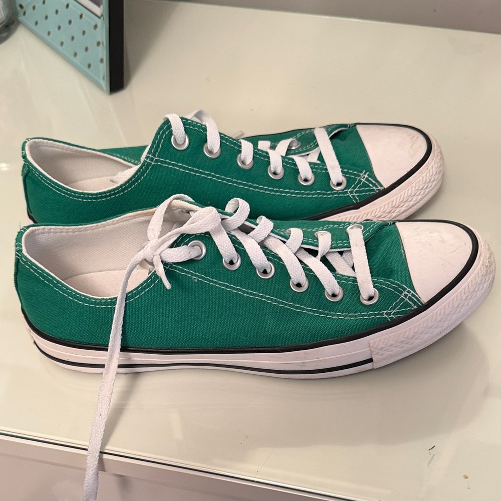 Converse All Star Green Low-Tops with White Accents